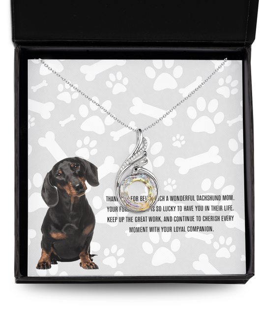 Dachshund Mom Rising Phoenix Necklace - Dog Mom Gifts For Women Birthday Christmas Mother's Day Gift Necklace For Dachshund Dog Lover