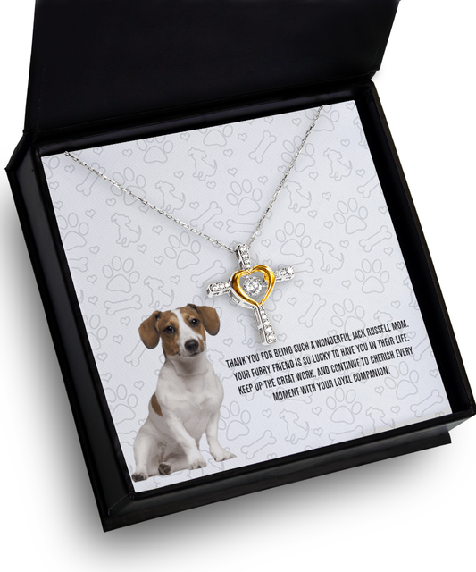 Jack Russell Mom Cross Dancing Necklace - Dog Mom Gifts For Women Birthday Christmas Mother's Day Gift Necklace For Jack Russell Dog Lover