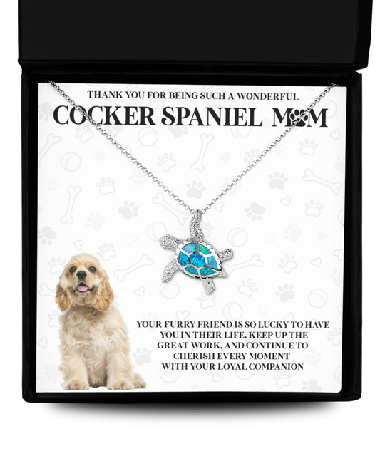 Cocker Spaniel Mom Opal Turtle Necklace - Dog Mom Gifts For Women Birthday Christmas Mother's Day Gift Necklace For Cocker Spaniel Dog Lover