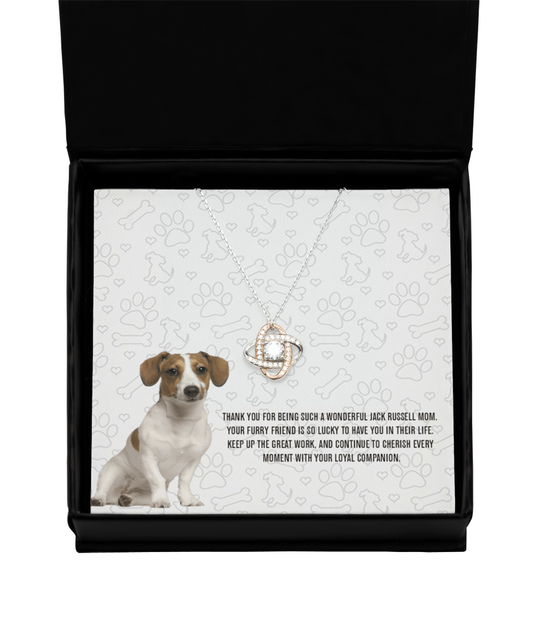 Jack Russell Mom Love Knot Rose Gold Necklace - Dog Mom Necklace Gifts For Women Birthday Christmas Mother's Day Gift For Jack Russell Dog Lover