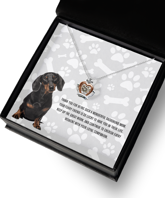 Dachshund Mom Crown Pendant Necklace - Dog Mom Gifts For Women Birthday Christmas Mother's Day Gift Necklace For Dachshund Dog Lover