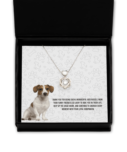 Jack Russell Mom Heart Knot Silver Necklace - Dog Mom Necklace Gifts For Women Birthday Christmas Mother's Day Gift For Jack Russell Dog Lover