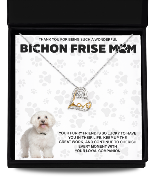 Bichon Frise Mom Love Dancing Necklace - Dog Mom Gifts For Women Birthday Christmas Mother's Day Gift Necklace For Bichon Frise Dog Lover