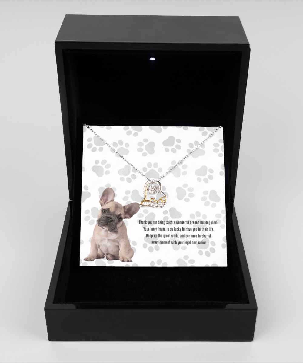 French Bulldog Mom Love Dancing Necklace - Dog Mom Gifts For Women Birthday Christmas Mother's Day Gift Necklace For French Bulldog Dog Lover