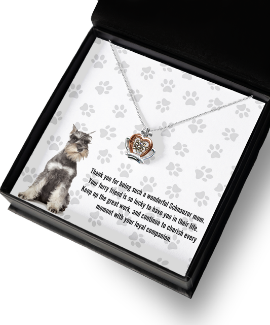 Schnauzer Mom Crown Pendant Necklace - Dog Mom Gifts For Women Birthday Christmas Mother's Day Gift Necklace For Schnauzer Dog Lover