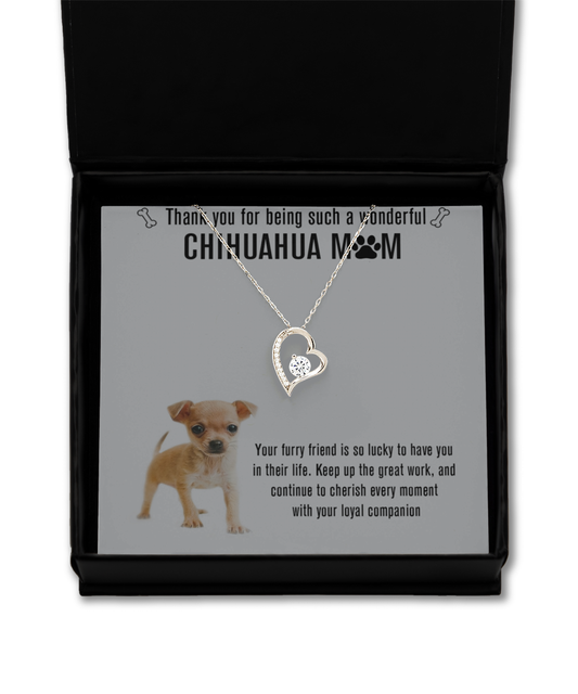 Chihuahua Mom Solitaire Crystal Necklace - A Birthday Christmas Mothers Day Necklace Gift For Women Chihuahua Dog Mom