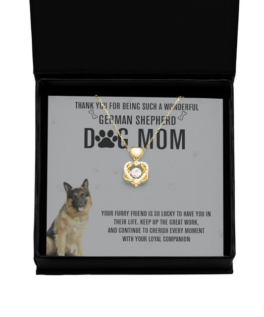 German Shepherd Dog Mom Heart Knot Gold Necklace - A Birthday Christmas Mothers Day Necklace Gift For Women Dog Lover Gift For German Shepherd Dog Mom