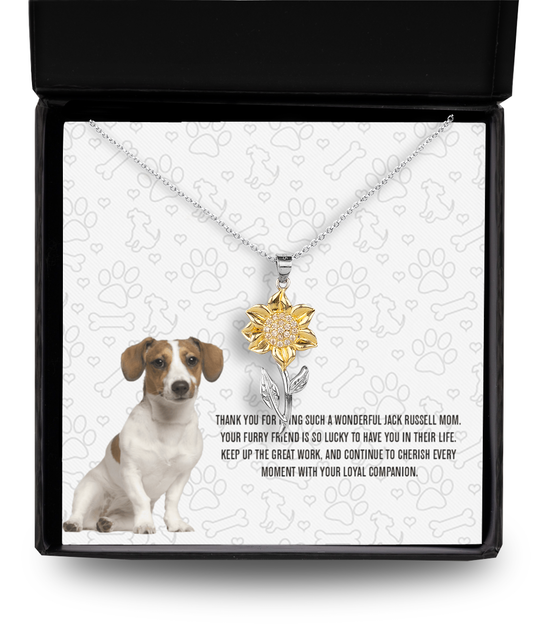 Jack Russell Mom Sunflower Pendant Necklace - Dog Mom Gifts For Women Birthday Christmas Mother's Day Gift Necklace For Jack Russell Dog Lover