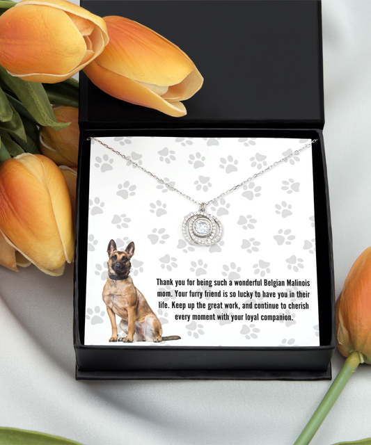 Belgian Malinois Mom Double Crystal Circle Necklace - Dog Mom Jewelry Gifts Necklace For Women Birthday Christmas Mother's Day Gift For Belgian Malinois Dog Lover