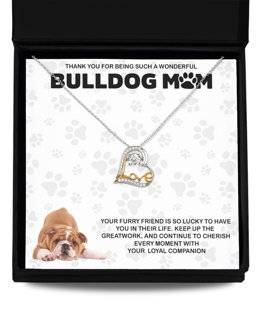 Bulldog Mom Love Dancing Necklace - Dog Mom Gifts For Women Birthday Christmas Mother's Day Gift Necklace For Bulldog Dog Lover