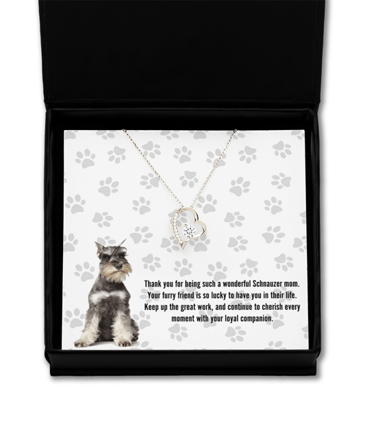 Schnauzer Mom Solitaire Crystal Necklace - Dog Mom Jewelry Gifts Necklace For Women Birthday Christmas Mother's Day Gift For Schnauzer Dog Lover