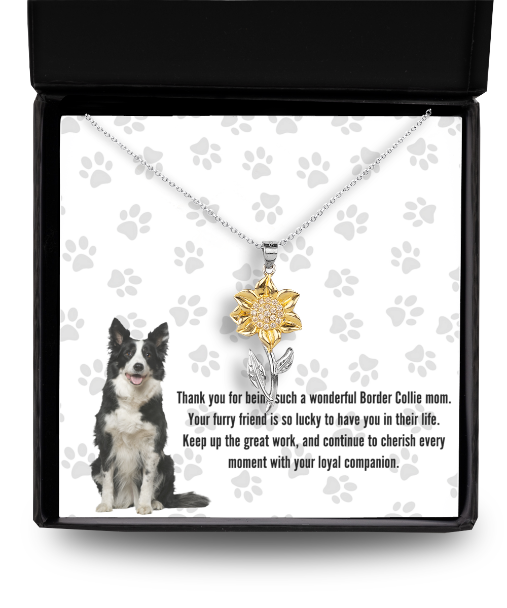 Border Collie Mom Sunflower Pendant Necklace - Dog Mom Gifts For Women Birthday Christmas Mother's Day Gift Necklace For Border Collie Dog Lover