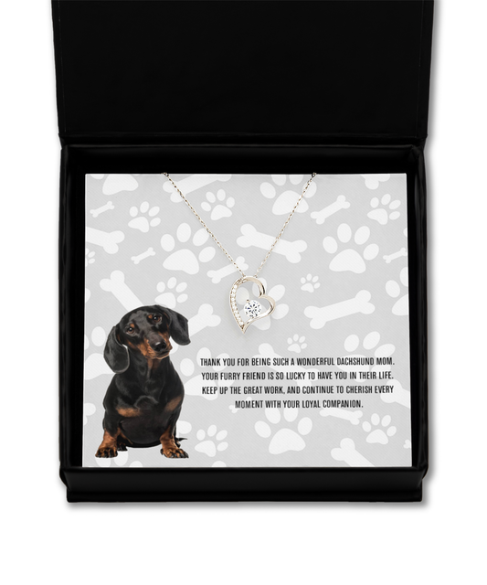 Dachshund Mom Solitaire Crystal Necklace - Dog Mom Jewelry Gifts Necklace For Women Birthday Christmas Mother's Day Gift For Dachshund Dog Lover