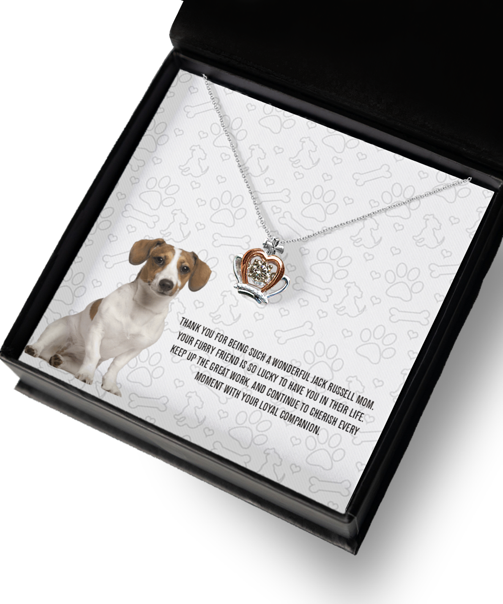 Jack Russell Mom Crown Pendant Necklace - Dog Mom Gifts For Women Birthday Christmas Mother's Day Gift Necklace For Jack Russell Dog Lover