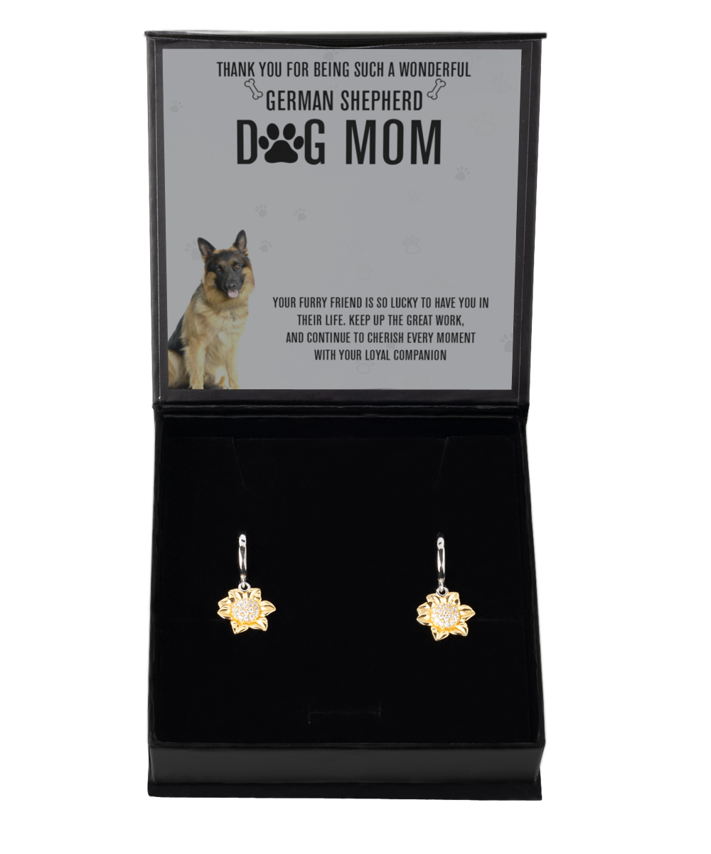 German Shepherd Mom Sunflower Earrings - Dog Mom Gifts For Women Birthday Christmas Mother's Day Jewelry Gift For German Shepherd Dog Lover