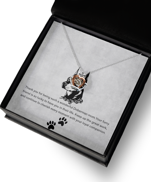 Doberman Mom Crown Pendant Necklace - Dog Mom Gifts For Women Birthday Christmas Mother's Day Gift Necklace For Doberman Dog Lover
