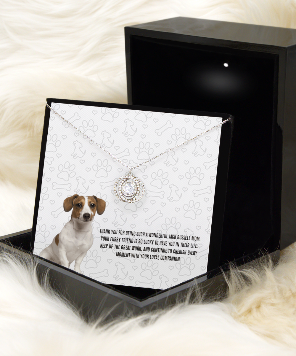 Jack Russell Mom Double Crystal Circle Necklace - Dog Mom Necklace Gifts For Women Birthday Christmas Mother's Day Gift For Jack Russell Dog Lover