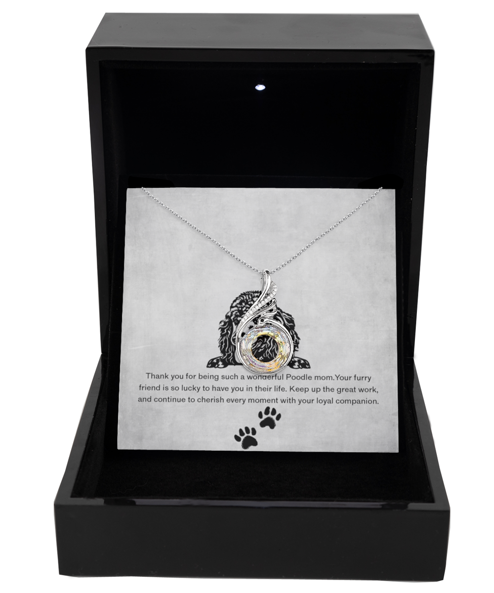Poodle Mom Rising Phoenix Necklace - Dog Mom Gifts For Women Birthday Christmas Mother's Day Gift Necklace For Poodle Dog Lover