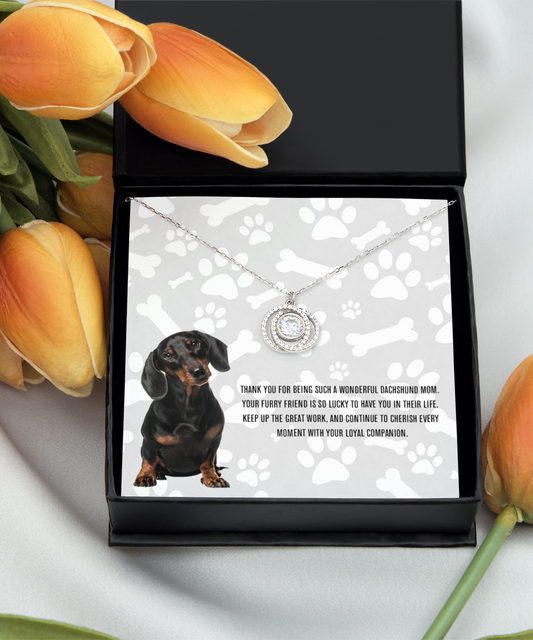 Dachshund Mom Double Crystal Circle Necklace - Dog Mom Jewelry Gifts Necklace For Women Birthday Christmas Mother's Day Gift For Dachshund Dog Lover