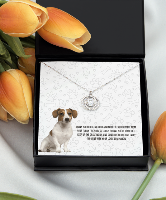 Jack Russell Mom Double Crystal Circle Necklace - Dog Mom Necklace Gifts For Women Birthday Christmas Mother's Day Gift For Jack Russell Dog Lover