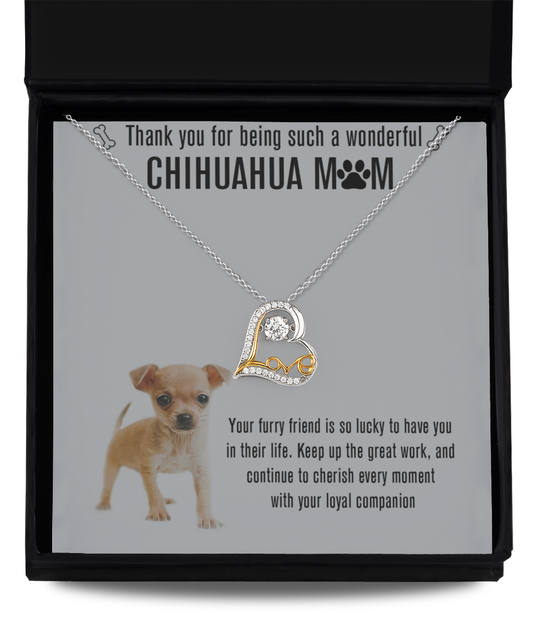 Chihuahua Mom Love Dancing Necklace - Dog Mom Gifts For Women Birthday Christmas Mother's Day Gift Necklace For Chihuahua Dog Lover