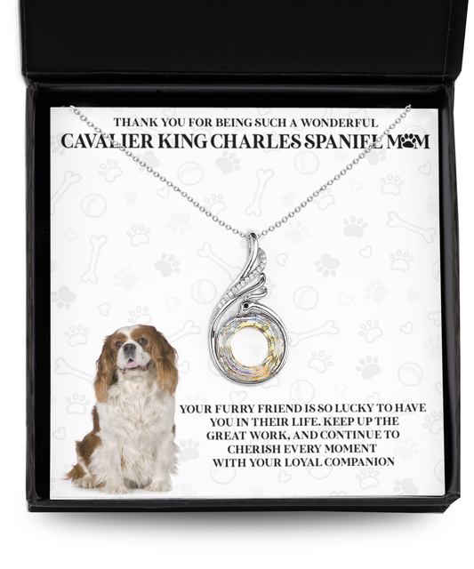 Cavalier King Charles Spaniel Mom Rising Phoenix Necklace - Dog Mom Gifts For Women Birthday Christmas Mother's Day Gift Necklace For Cavalier King Charles Spaniel Dog Lover