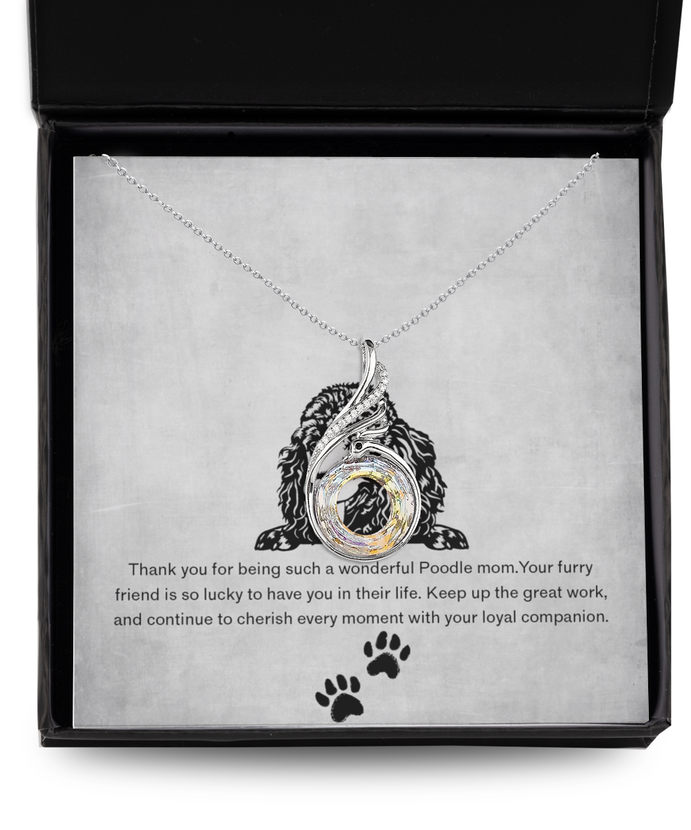 Poodle Mom Rising Phoenix Necklace - Dog Mom Gifts For Women Birthday Christmas Mother's Day Gift Necklace For Poodle Dog Lover