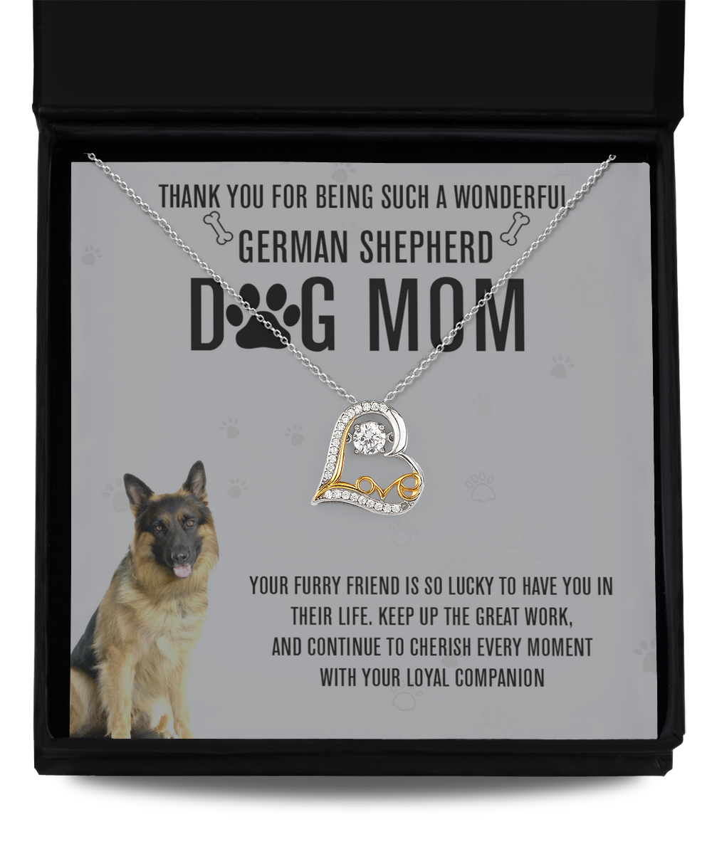 German Shepherd Mom Love Dancing Necklace - Dog Mom Gifts For Women Birthday Christmas Mother's Day Gift Necklace For German Shepherd Dog Lover