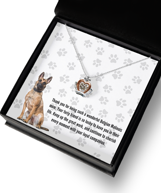 Belgian Malinois Mom Crown Pendant Necklace - Dog Mom Gifts For Women Birthday Christmas Mother's Day Gift Necklace For Belgian Malinois Dog Lover
