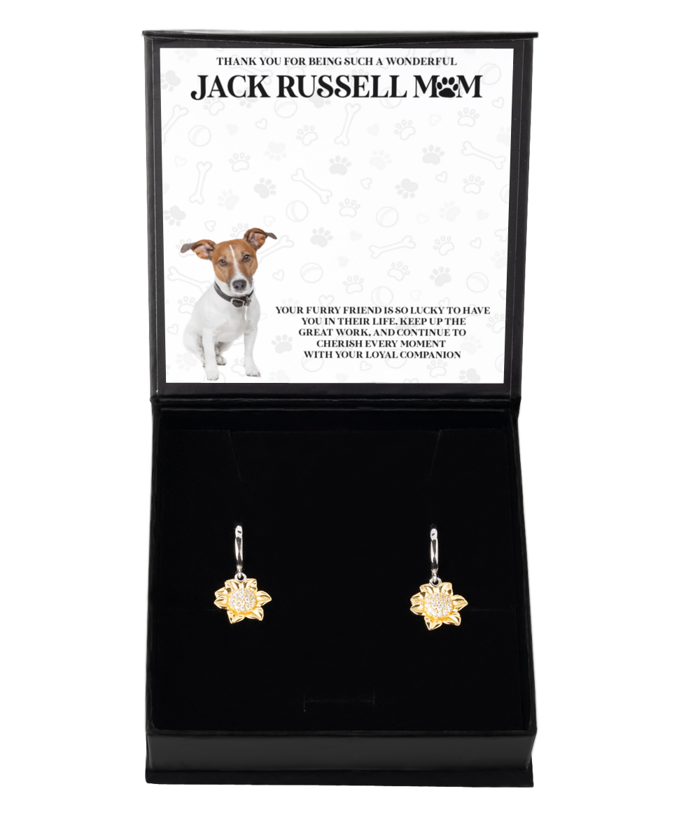 Jack Russell Mom Sunflower Earrings - Dog Mom Gifts For Women Birthday Christmas Mother's Day Jewelry Gift For Jack Russell Dog Lover