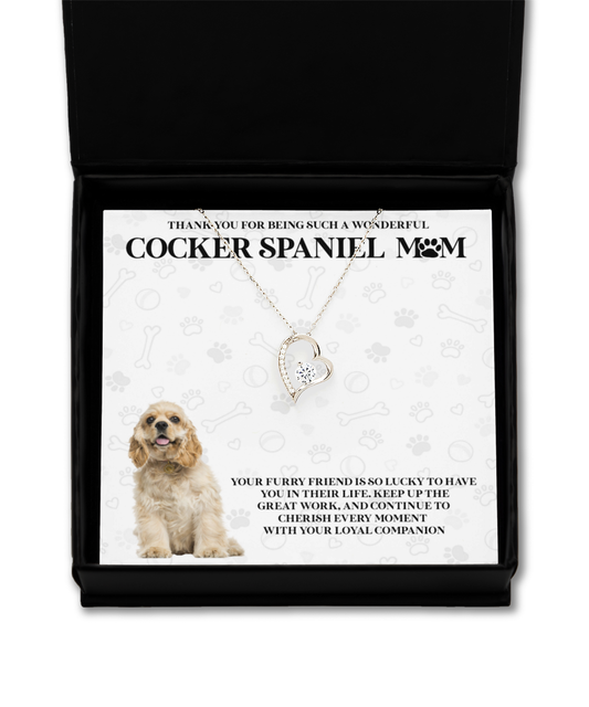 Cocker Spaniel Mom Solitaire Crystal Necklace - Dog Mom Gifts Necklace For Women Birthday Christmas Mother's Day Gift For Cocker Spaniel Dog Lover