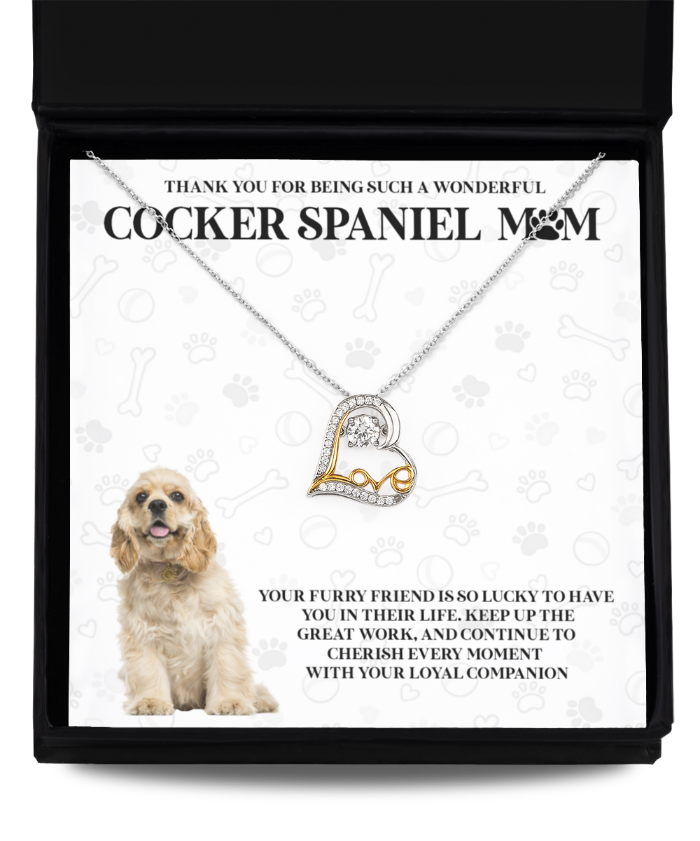 Cocker Spaniel Mom Love Dancing Necklace - Dog Mom Gifts For Women Birthday Christmas Mother's Day Gift Necklace For Cocker Spaniel Dog Lover