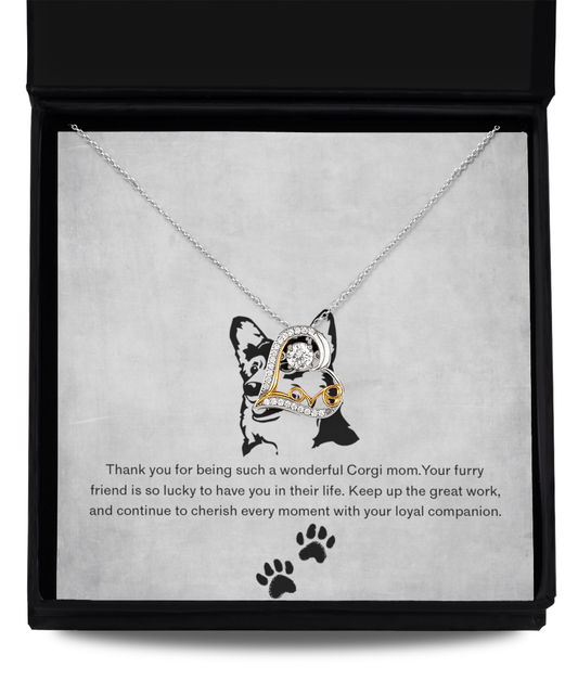 Corgi Mom Love Dancing Necklace - Dog Mom Gifts For Women Birthday Christmas Mother's Day Gift Necklace For Corgi Dog Lover