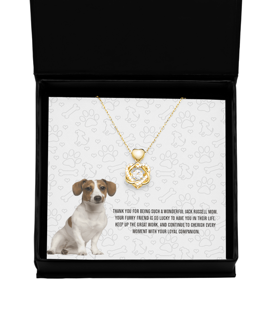 Jack Russell Mom Heart Knot Gold Necklace - Dog Mom Necklace Gifts For Women Birthday Christmas Mother's Day Gift For Jack Russell Dog Lover