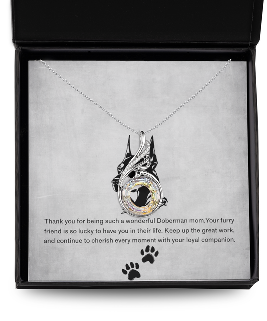 Doberman Mom Rising Phoenix Necklace - Dog Mom Gifts For Women Birthday Christmas Mother's Day Gift Necklace For Doberman Dog Lover