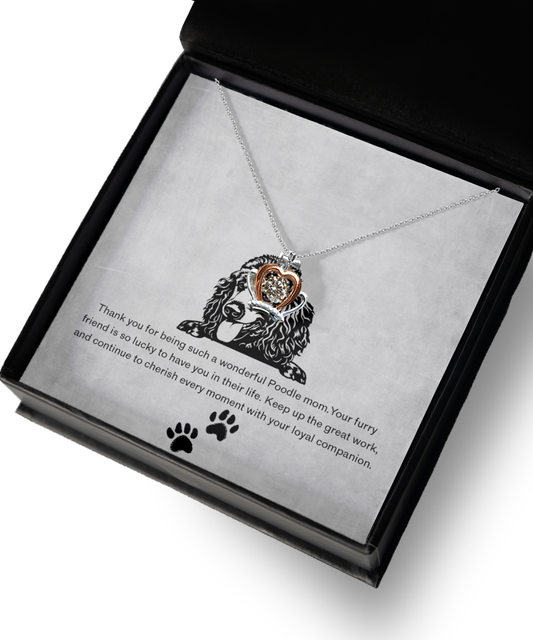 Poodle Mom Crown Pendant Necklace - Dog Mom Gifts For Women Birthday Christmas Mother's Day Gift Necklace For Poodle Dog Lover