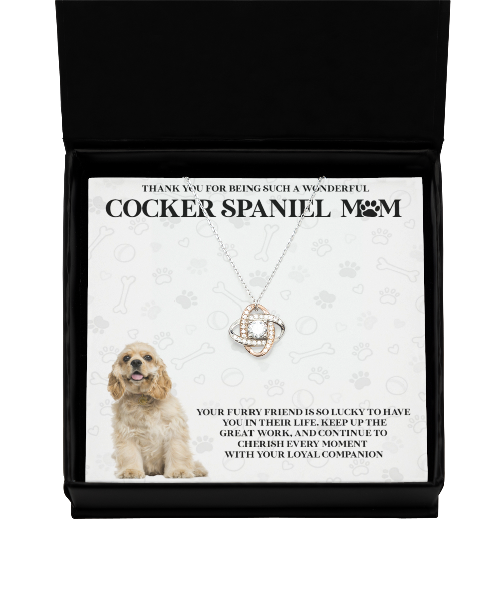 Cocker Spaniel Mom Love Knot Rose Gold Necklace - Dog Mom Gifts Necklace For Women Birthday Christmas Mother's Day Gift For Cocker Spaniel Dog Lover