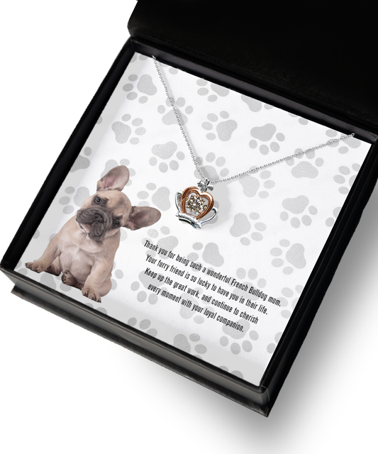 French Bulldog Mom Crown Pendant Necklace - Dog Mom Gifts For Women Birthday Christmas Mother's Day Gift Necklace For French Bulldog Dog Lover