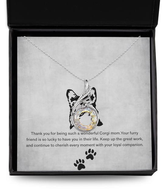 Corgi Mom Rising Phoenix Necklace - Dog Mom Gifts For Women Birthday Christmas Mother's Day Gift Necklace For Corgi Dog Lover