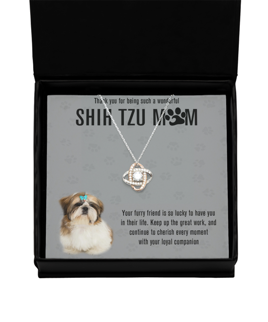 Shih Tzu Mom Love Knot Rose Gold Necklace - A Birthday Christmas Mother's Day Gift For Shih Tzu Dog Mom Necklace Gift For Her