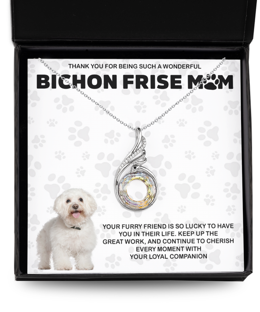 Bichon Frise Mom Rising Phoenix Necklace - Dog Mom Gifts For Women Birthday Christmas Mother's Day Gift Necklace For Bichon Frise Dog Lover