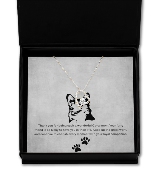 Corgi Mom Solitaire Crystal Necklace - Dog Mom Gifts Necklace For Women Birthday Christmas Mother's Day Gift For Corgi Dog Lover