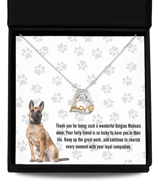 Belgian Malinois Mom Love Dancing Necklace - Dog Mom Gifts For Women Birthday Christmas Mother's Day Gift Necklace For Belgian Malinois Dog Lover