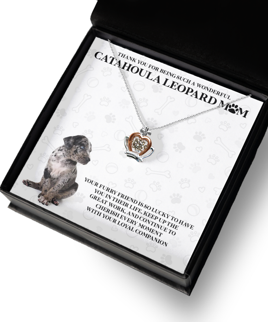 Catahoula Leopard Mom Crown Pendant Necklace - Dog Mom Gifts For Women Birthday Christmas Mother's Day Gift Necklace For Catahoula Leopard Dog Lover