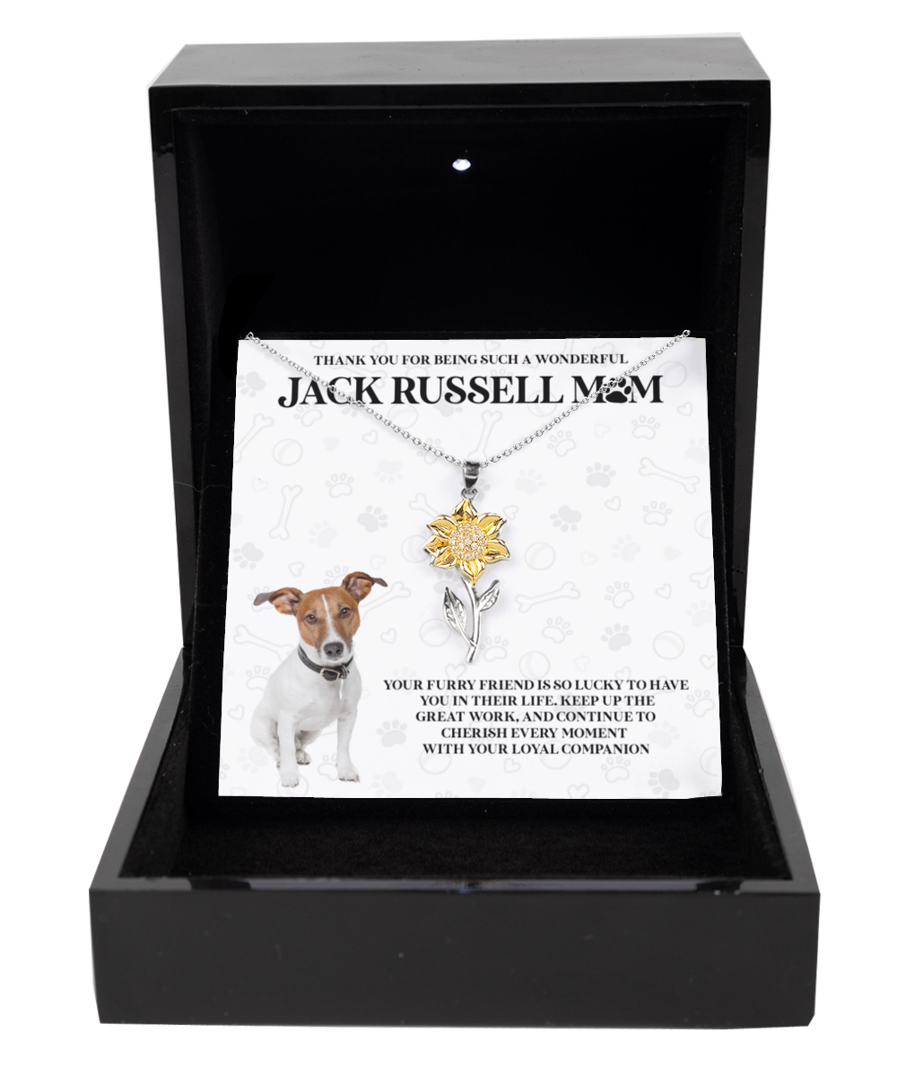 Jack Russell Mom Sunflower Pendant Necklace - Dog Mom Gifts For Women Birthday Christmas Mother's Day Gift Necklace For Jack Russell Dog Lover