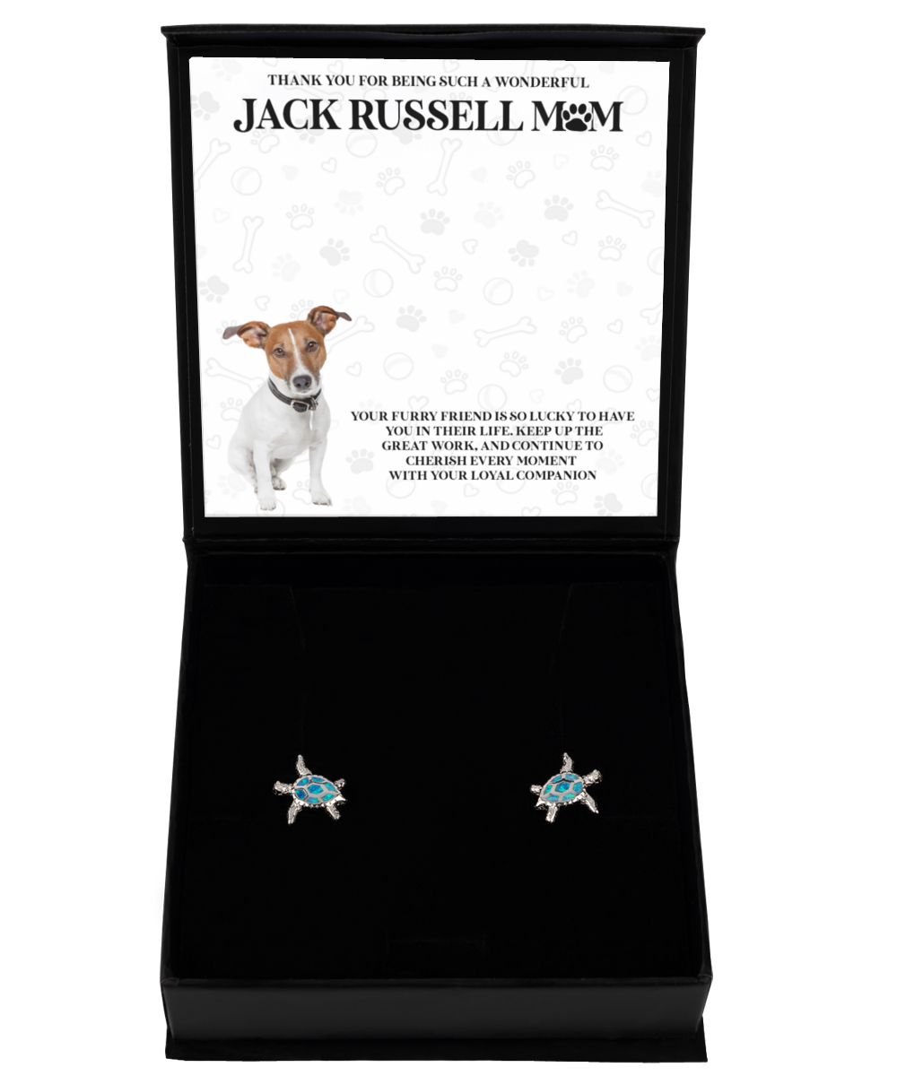 Jack Russell Mom Opal Turtle Earrings - Dog Mom Gifts For Women Birthday Christmas Mother's Day Jewelry Gift For Jack Russell Dog Lover