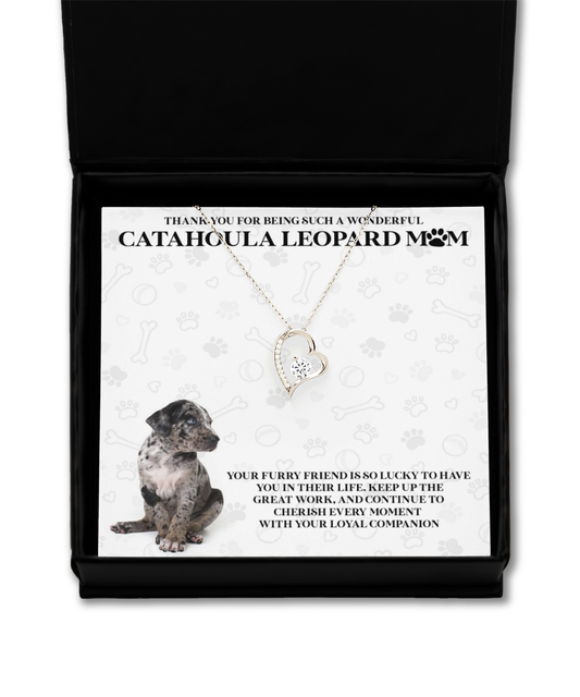 Catahoula Leopard Mom Solitaire Crystal Necklace - A Birthday Christmas Mother's Day Gift For Catahoula Leopard Dog Mom Gifts For Women Necklace