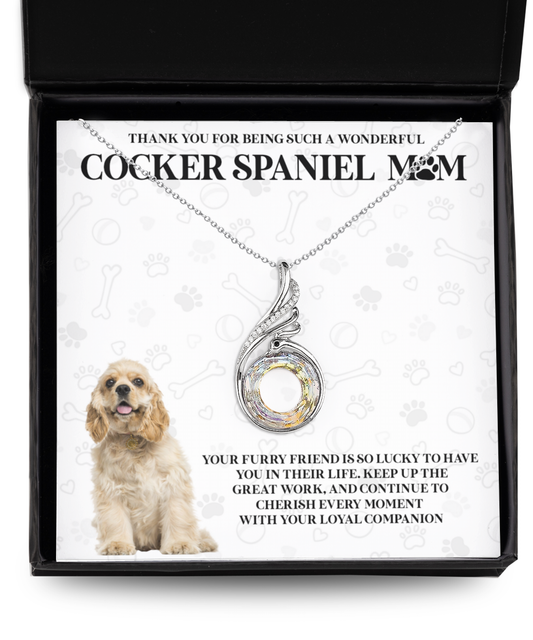 Cocker Spaniel Mom Rising Phoenix Necklace - Dog Mom Gifts For Women Birthday Christmas Mother's Day Gift Necklace For Cocker Spaniel Dog Lover