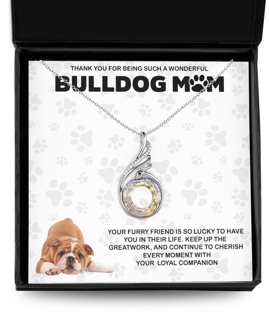 Bulldog Mom Rising Phoenix Necklace - Dog Mom Gifts For Women Birthday Christmas Mother's Day Gift Necklace For Bulldog Dog Lover