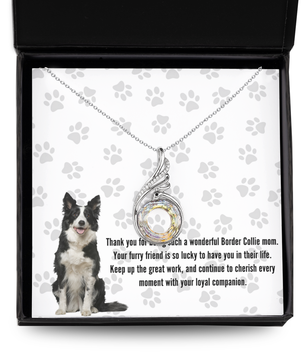 Border Collie Mom Rising Phoenix Necklace - Dog Mom Gifts For Women Birthday Christmas Mother's Day Gift Necklace For Border Collie Dog Lover
